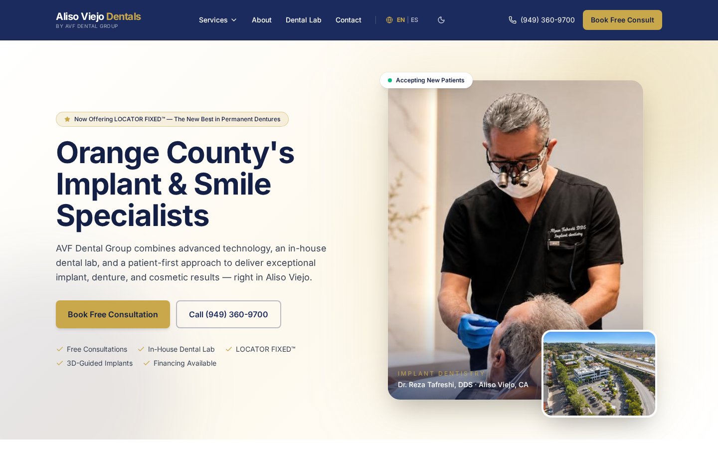 Aliso Viejo Dentals live interface screenshot